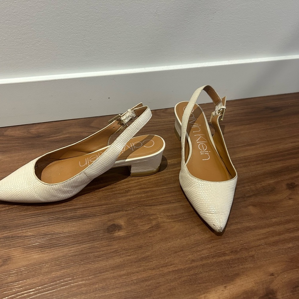 Calvin Klein Women's White Slingback Heels